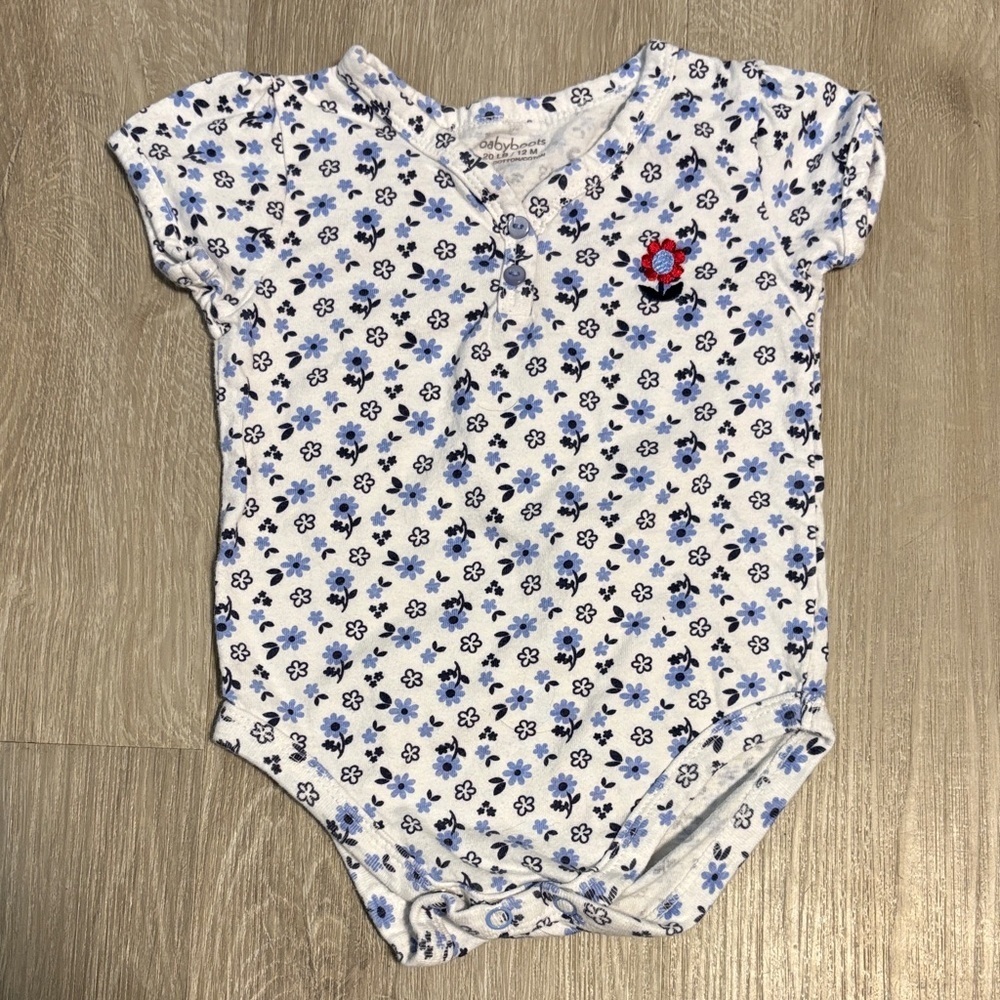 Floral Blue and White Kids One Piece